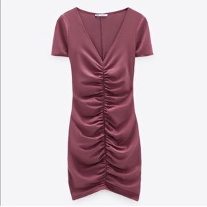 Zara mauve ruched dress